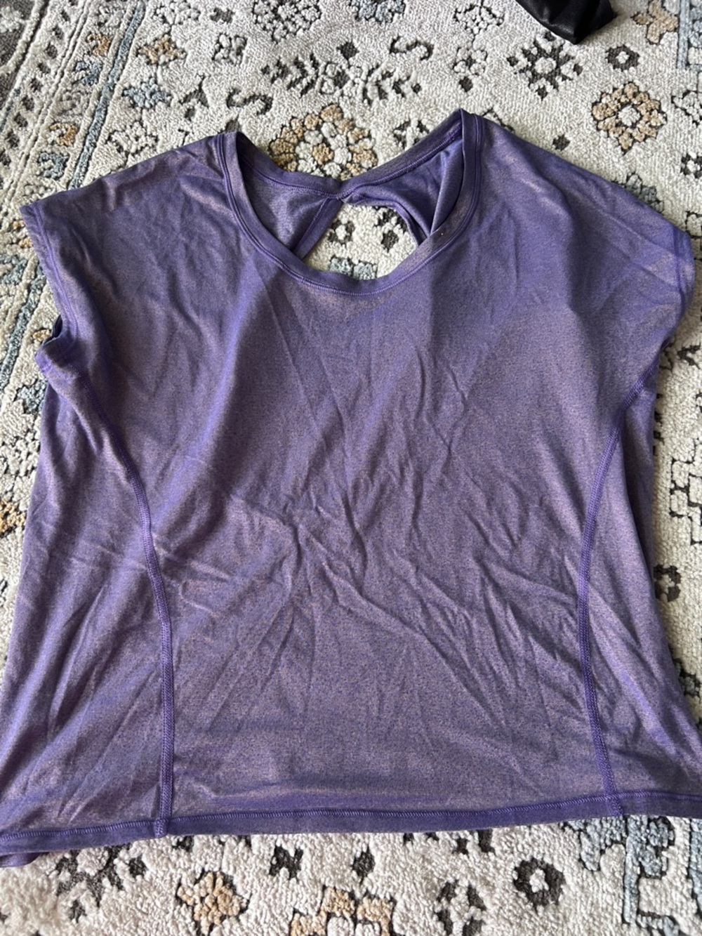 lululemon athletica Sweaty or Not Crop Purple metallic Short Sleeve Keyhole